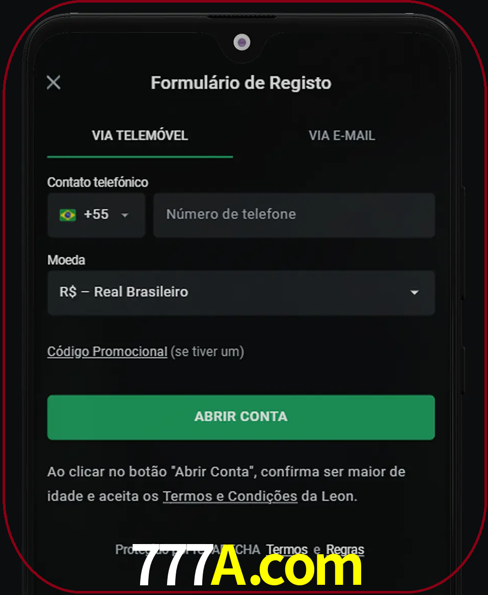 Abra o aplicativo e inicie o processo de registro.