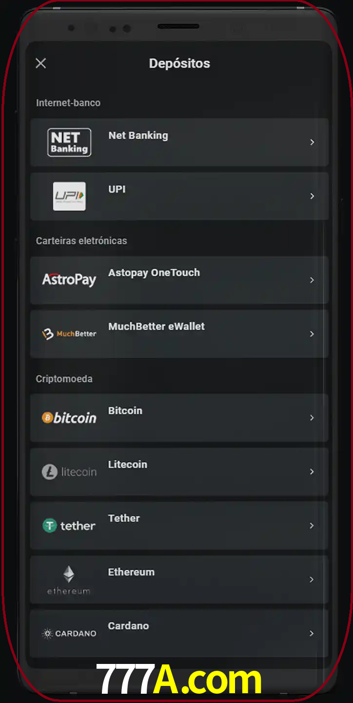 Você pode usar métodos alternativos de depósito.