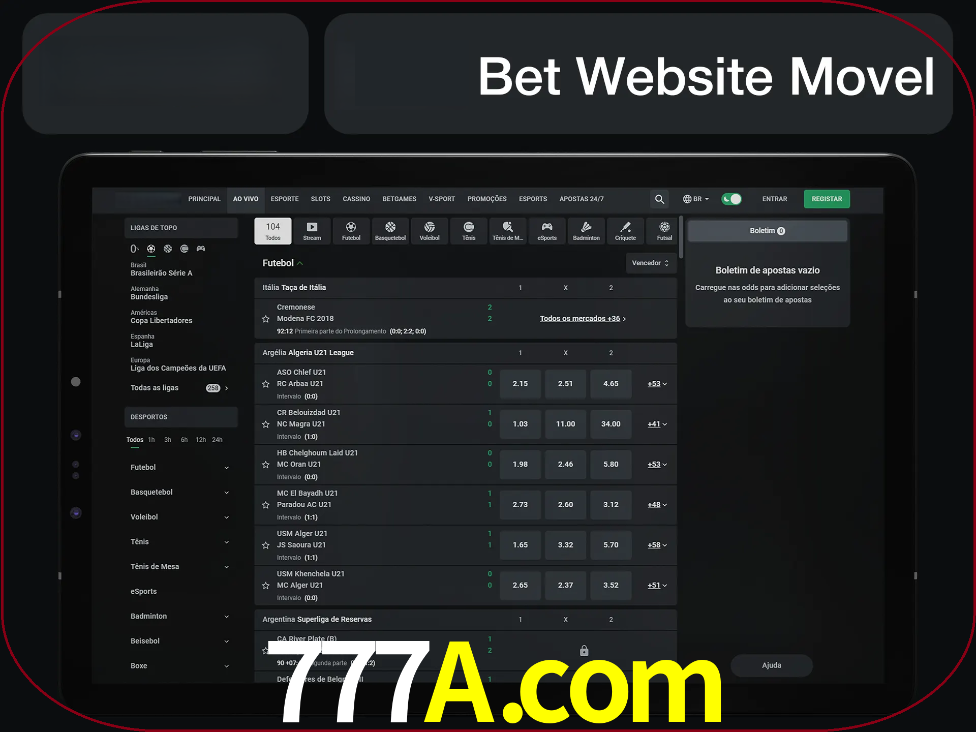 Use nosso website em qualquer dispositivo.