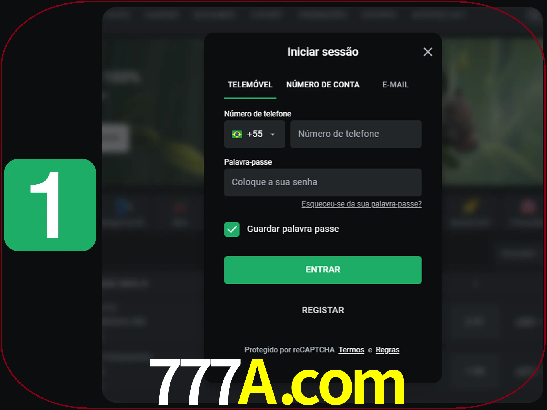 Clique no botão Entrar.